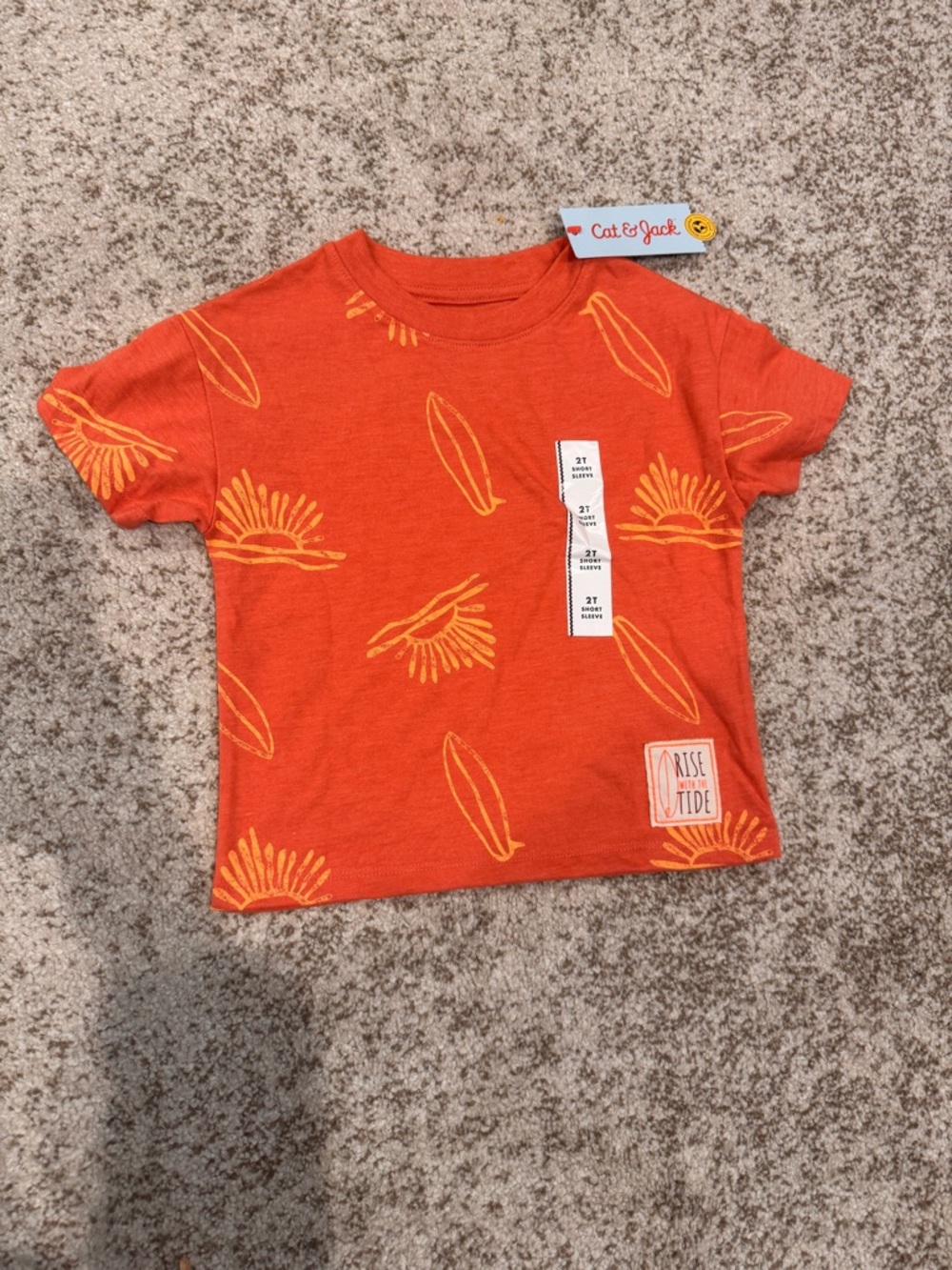 NWT Cat & Jack Red Orange Tee Shirt Size 2T